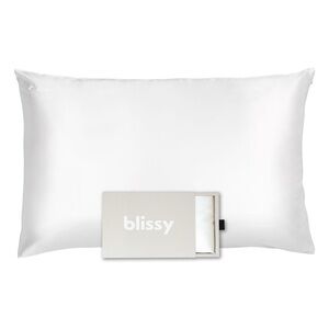 BLISSY 100% MULBERRY SILK PILLOWCASE STANDARD SIZE PURE WHITE NWT